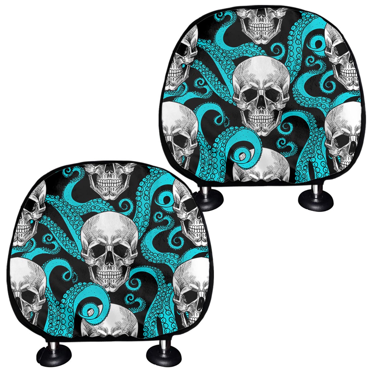 Octopus Tentacles Skull Pattern Print Car Headrest Covers