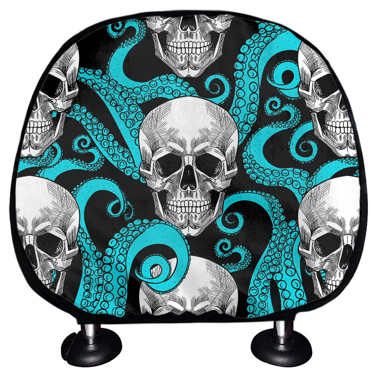 Octopus Tentacles Skull Pattern Print Car Headrest Covers