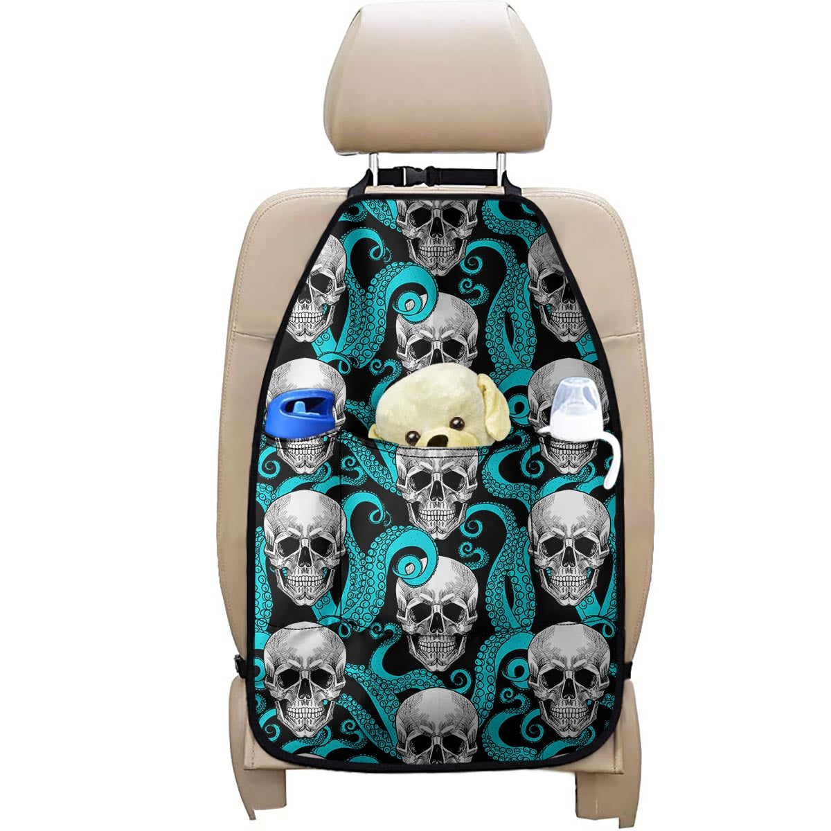 Octopus Tentacles Skull Pattern Print Car Seat Organizers