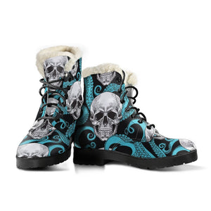 Octopus Tentacles Skull Pattern Print Comfy Boots GearFrost