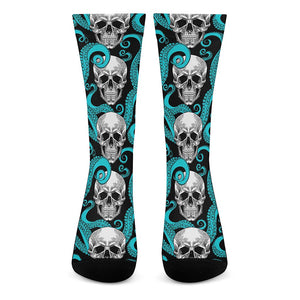 Octopus Tentacles Skull Pattern Print Crew Socks