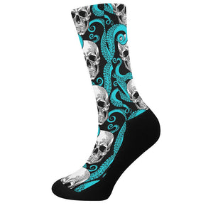 Octopus Tentacles Skull Pattern Print Crew Socks