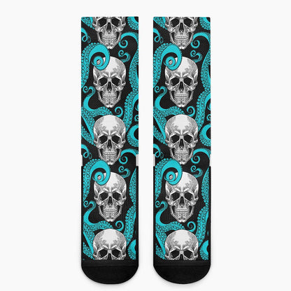 Octopus Tentacles Skull Pattern Print Crew Socks