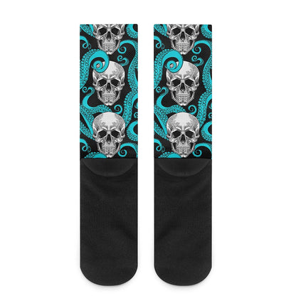 Octopus Tentacles Skull Pattern Print Crew Socks