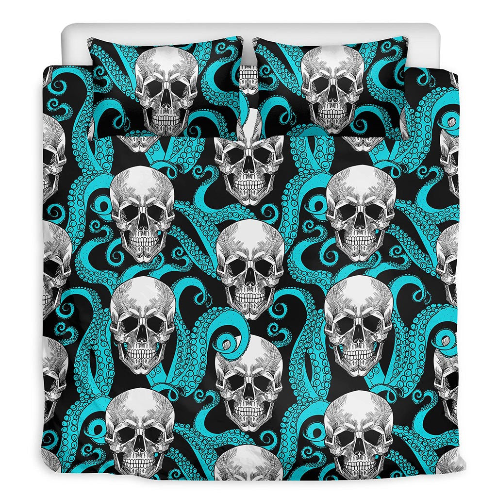 Octopus Tentacles Skull Pattern Print Duvet Cover Bedding Set