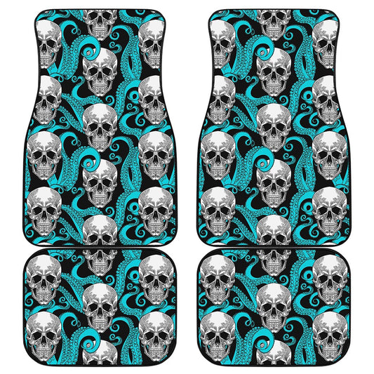 Octopus Tentacles Skull Pattern Print Front and Back Car Floor Mats