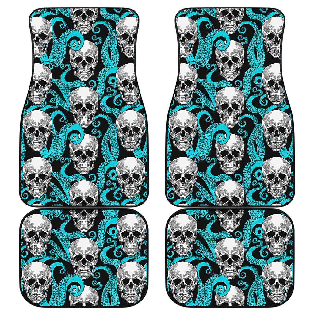 Octopus Tentacles Skull Pattern Print Front and Back Car Floor Mats