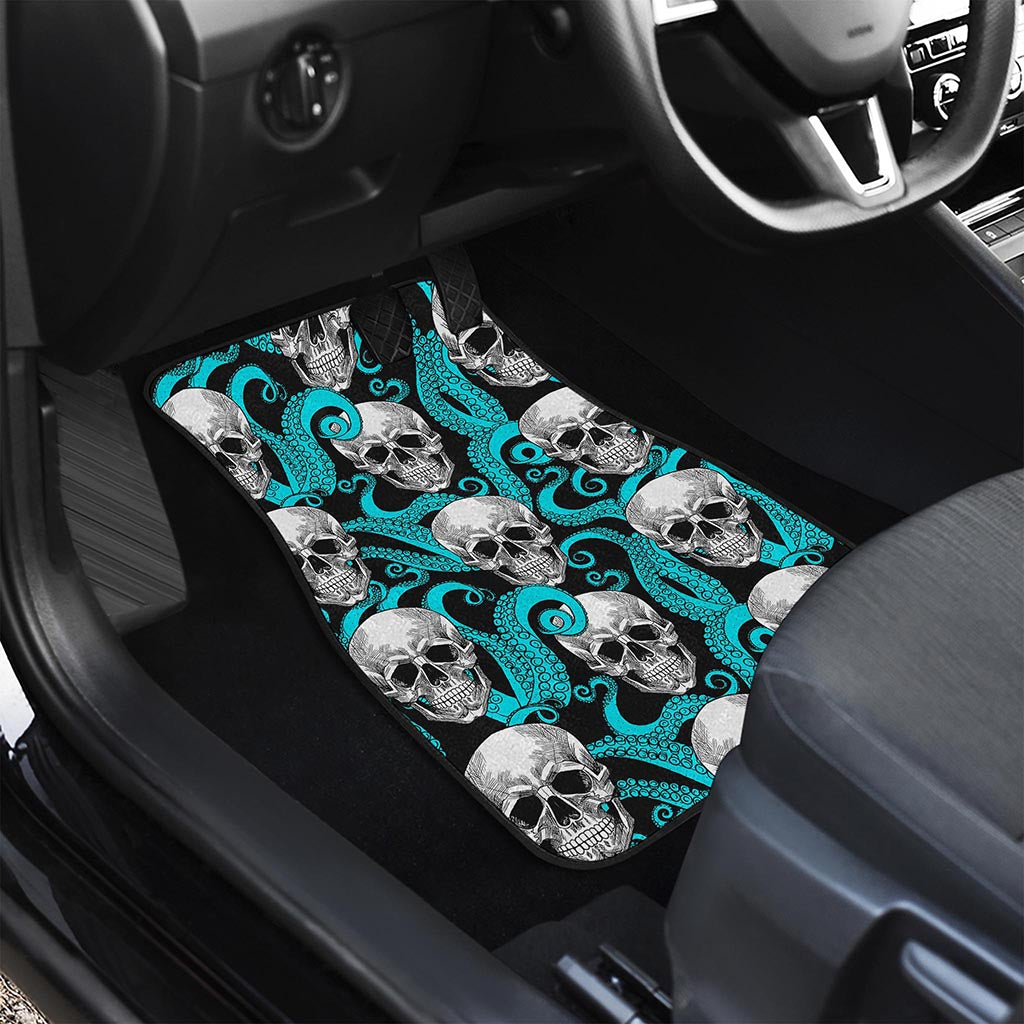 Octopus Tentacles Skull Pattern Print Front and Back Car Floor Mats