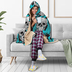 Octopus Tentacles Skull Pattern Print Hooded Blanket