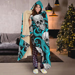 Octopus Tentacles Skull Pattern Print Hooded Blanket