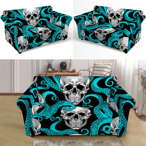 Octopus Tentacles Skull Pattern Print Loveseat Slipcover