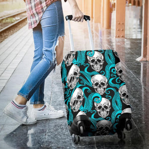 Octopus Tentacles Skull Pattern Print Luggage Cover GearFrost