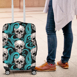 Octopus Tentacles Skull Pattern Print Luggage Cover GearFrost