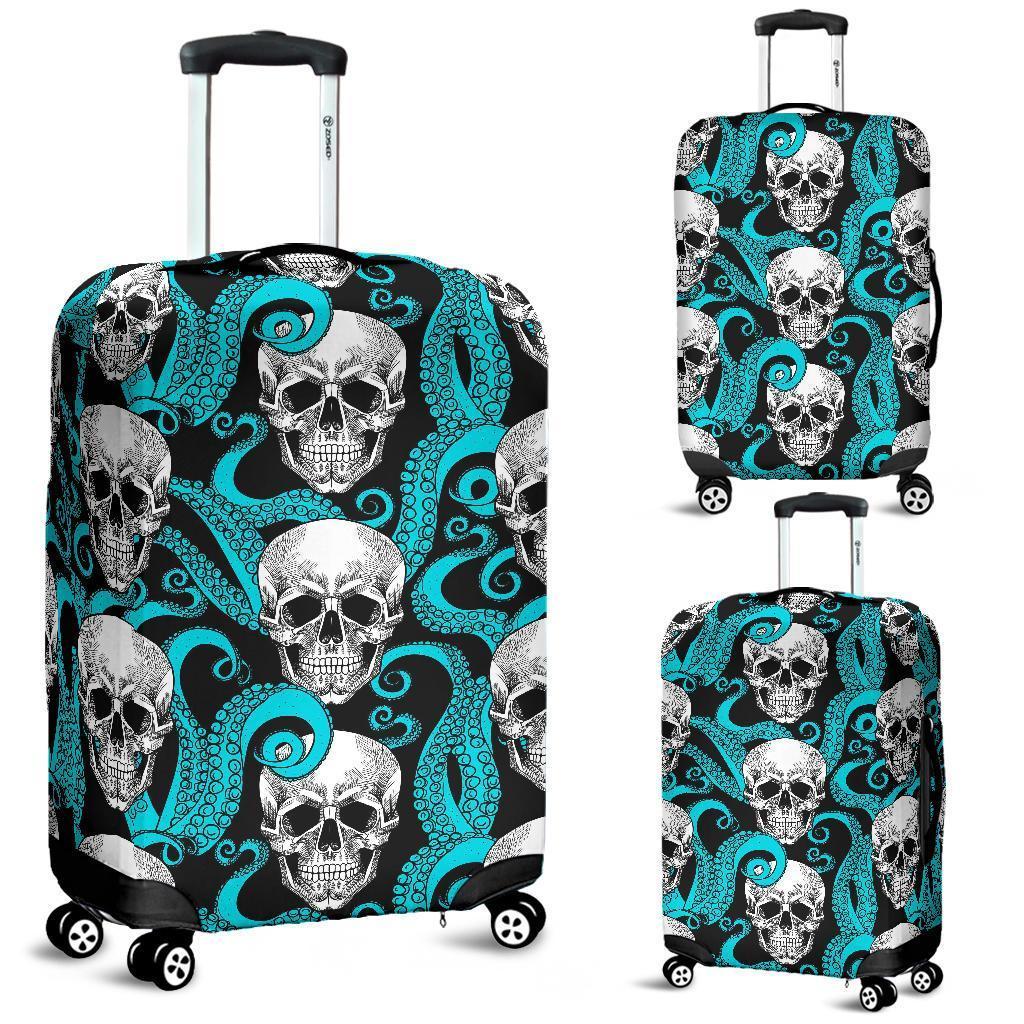 Octopus Tentacles Skull Pattern Print Luggage Cover GearFrost