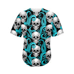 Octopus Tentacles Skull Pattern Print Men's Baseball Jersey