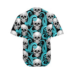 Octopus Tentacles Skull Pattern Print Men's Baseball Jersey