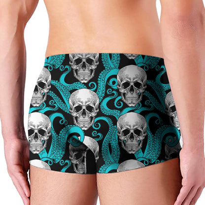 Octopus Tentacles Skull Pattern Print Men's Boxer Briefs