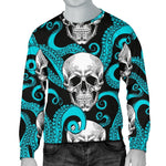 Octopus Tentacles Skull Pattern Print Men's Crewneck Sweatshirt GearFrost