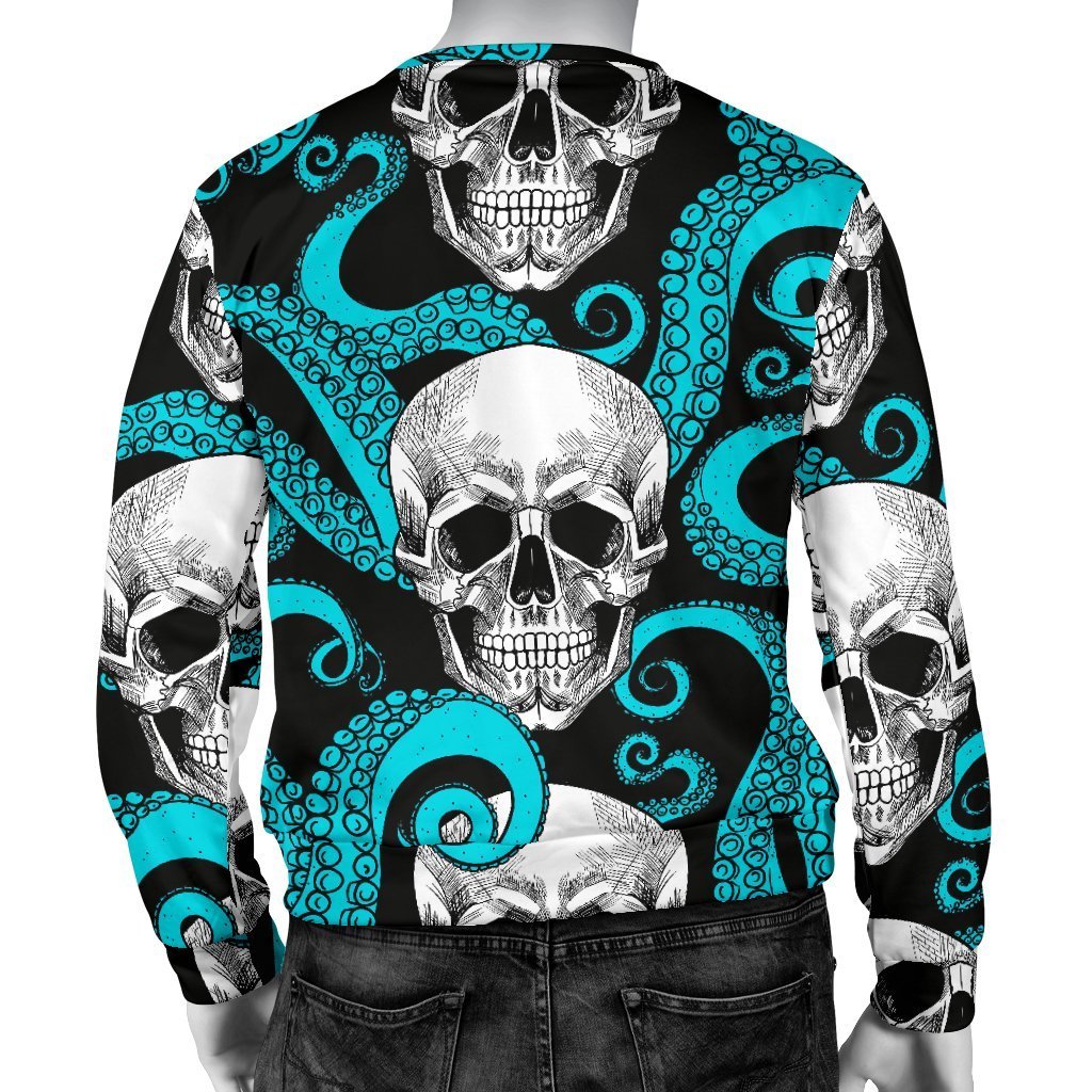 Octopus Tentacles Skull Pattern Print Men's Crewneck Sweatshirt GearFrost