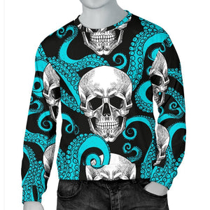 Octopus Tentacles Skull Pattern Print Men's Crewneck Sweatshirt GearFrost