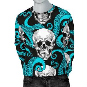 Octopus Tentacles Skull Pattern Print Men's Crewneck Sweatshirt GearFrost