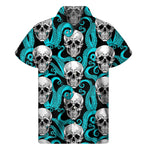 Octopus Tentacles Skull Pattern Print Men's Short Sleeve Shirt