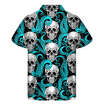 Octopus Tentacles Skull Pattern Print Men's Short Sleeve Shirt
