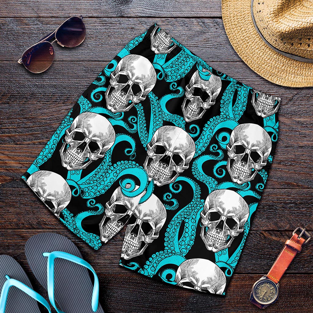 Octopus Tentacles Skull Pattern Print Men's Shorts