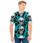Octopus Tentacles Skull Pattern Print Men's T-Shirt