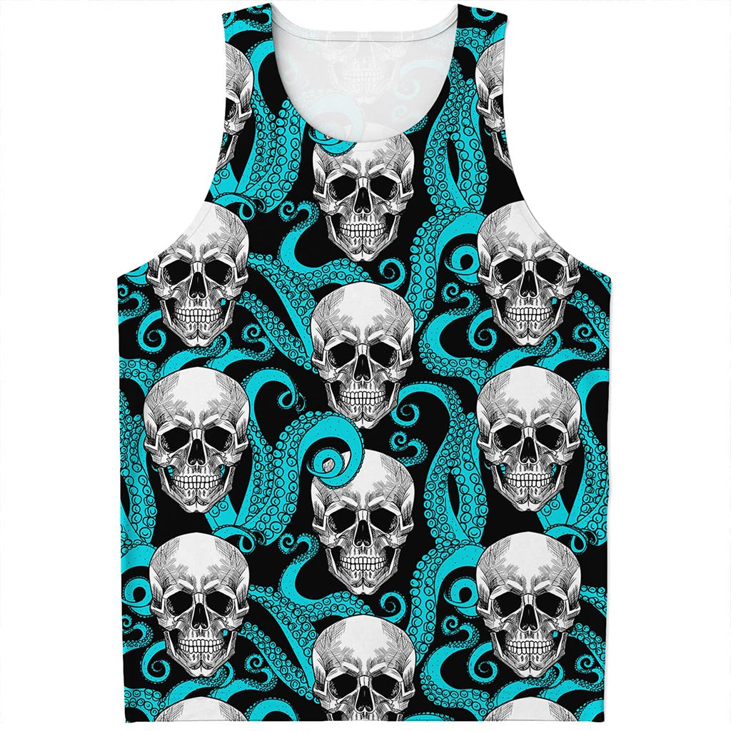 Octopus Tentacles Skull Pattern Print Men's Tank Top