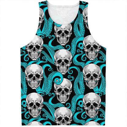 Octopus Tentacles Skull Pattern Print Men's Tank Top