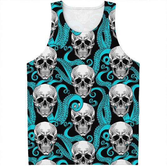 Octopus Tentacles Skull Pattern Print Men's Tank Top