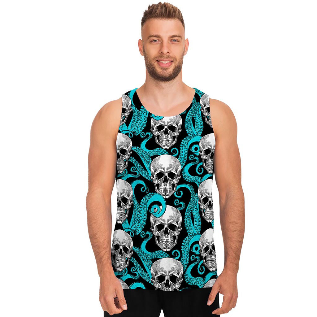 Octopus Tentacles Skull Pattern Print Men's Tank Top