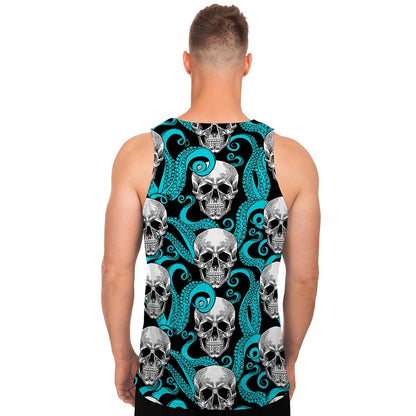 Octopus Tentacles Skull Pattern Print Men's Tank Top