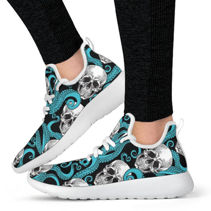 Octopus Tentacles Skull Pattern Print Mesh Knit Shoes GearFrost