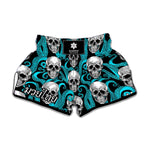 Octopus Tentacles Skull Pattern Print Muay Thai Boxing Shorts
