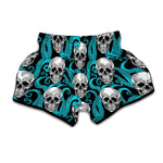 Octopus Tentacles Skull Pattern Print Muay Thai Boxing Shorts
