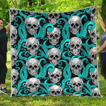 Octopus Tentacles Skull Pattern Print Quilt