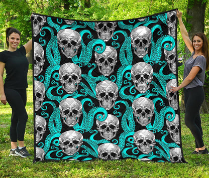 Octopus Tentacles Skull Pattern Print Quilt
