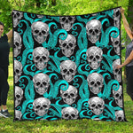 Octopus Tentacles Skull Pattern Print Quilt