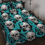 Octopus Tentacles Skull Pattern Print Quilt Bed Set