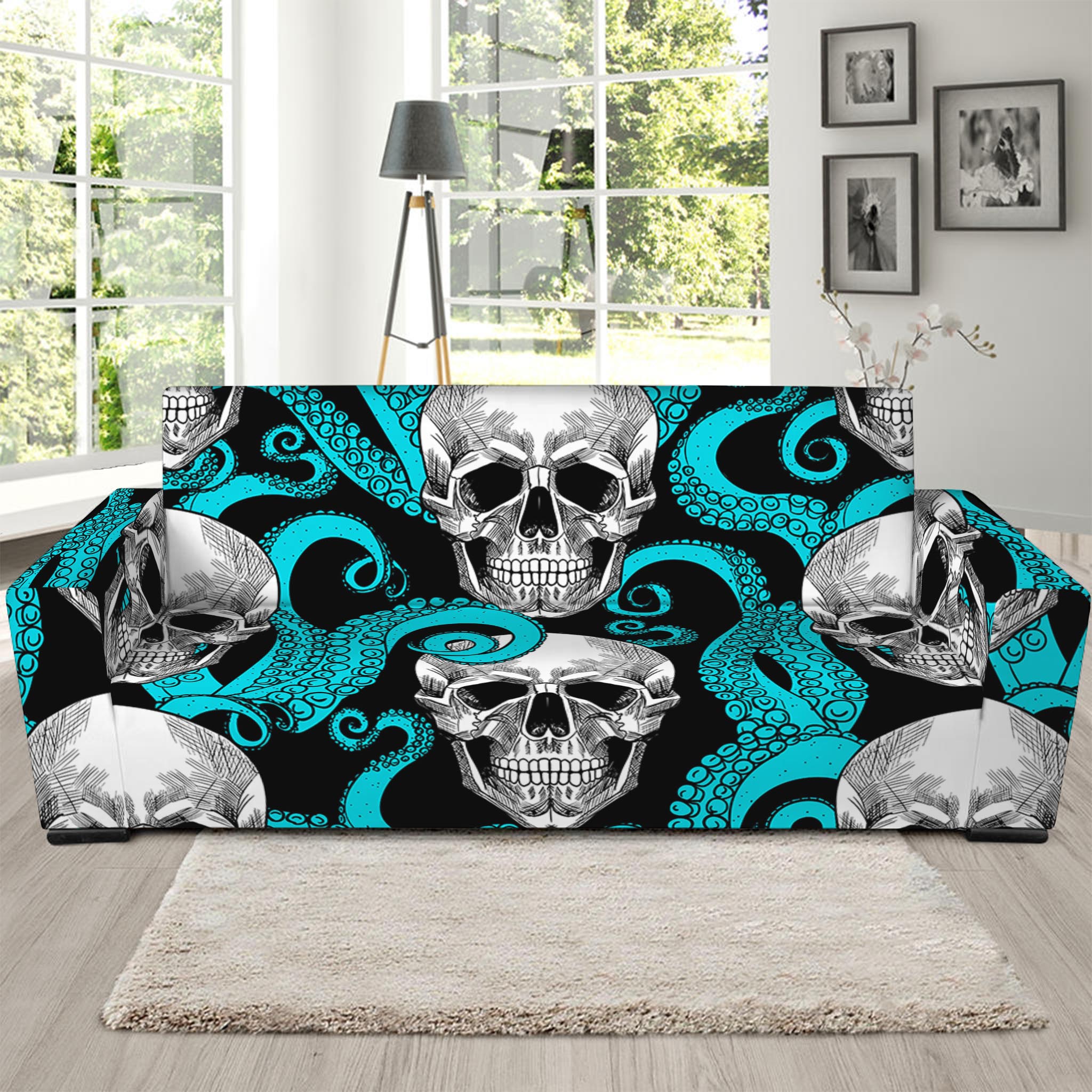 Octopus Tentacles Skull Pattern Print Sofa Slipcover