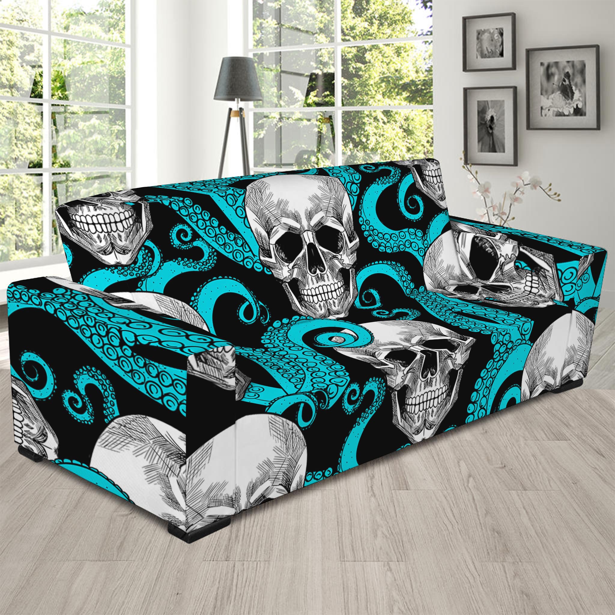 Octopus Tentacles Skull Pattern Print Sofa Slipcover