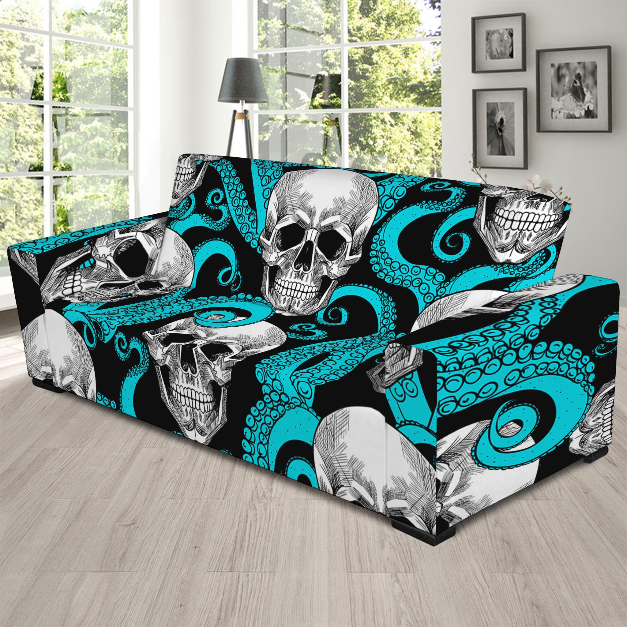 Octopus Tentacles Skull Pattern Print Sofa Slipcover