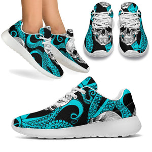 Octopus Tentacles Skull Pattern Print Sport Shoes GearFrost