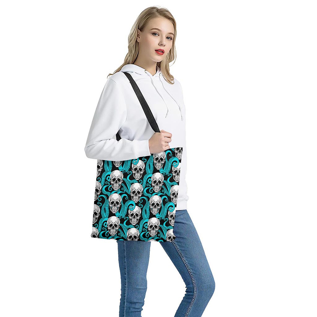 Octopus Tentacles Skull Pattern Print Tote Bag