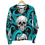Octopus Tentacles Skull Pattern Print Women's Crewneck Sweatshirt GearFrost