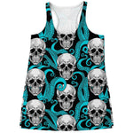 Octopus Tentacles Skull Pattern Print Women's Racerback Tank Top
