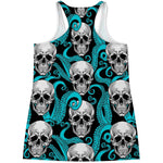 Octopus Tentacles Skull Pattern Print Women's Racerback Tank Top