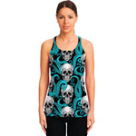 Octopus Tentacles Skull Pattern Print Women's Racerback Tank Top